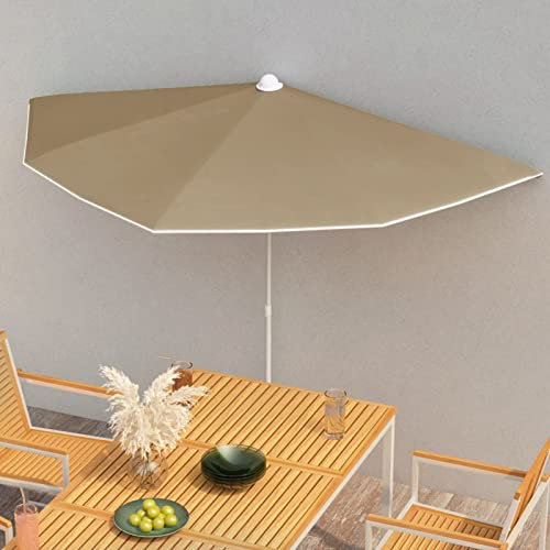 Gecheer Halb-Sonnenschirm mit Mast 180x90 cm Taupe, UV-beständiger Sonnenschutz für Garten und Terrasse