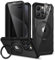 CENHUFO Compatible with iPhone 15 Pro Case Built-in Privacy Screen Protector with Magnetic Ring Stand and Camera Lens Protector, Clear Back Cover for iPhone 15 Pro Privacy Case -Black