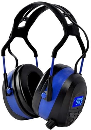 GARDTECH Protectores auditivos Bluetooth con cancelación de ruido con radio inalámbrica, MP3, FM, orejeras de seguridad con pantalla LCD, tarjeta SD de 4 GB, protectores auditivos para adultos, para