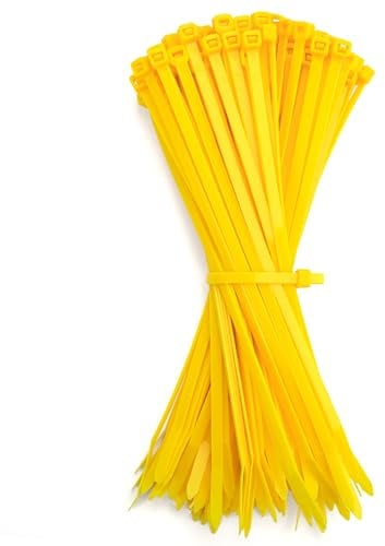 GUNGY Fascette Plastica Giallo 200 x 4,8 mm Fascette Elettricista Nylon per Cablaggio Cable Management Giardinaggio Forza di Rottura 22kg 100 Pezzi
