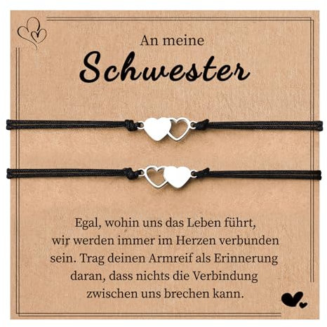 VU100 Schwester Geschenk Schwester Armband Geschenk Schwester Geburtstag Große Schwester Weihnachten Geschenke für Freunde Mädchen