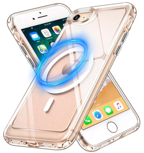 ivoler Klar Magnetisch Hülle für iPhone SE 2022/2020 (3./2. Generation) / iPhone 8 4.7 Zoll, [Kompatibel mit MagSafe] Militärischer Stoßfest Transparent Schutzhülle Durchsichtige Handyhülle Case