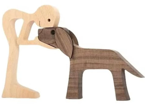 Adornos tallados en madera para cachorros, figura de madera para perros, regalo conmovedor, hecho a mano, tallado en madera, cachorro, escultura artesanal para amantes de los perros, figura de