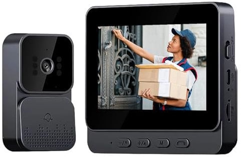 Timbre de Video Inalámbrico con Cámara 1080P Videoportero Inalámbrico con Pantalla IPS de 4,3 Pulgadas de Video,Audio Bidireccional,Visión Nocturna,70° Gran Angular,Conexión Bluetooth,No Requiere WiFi