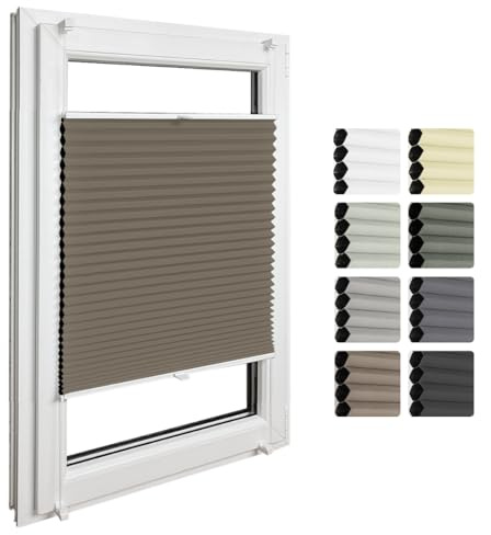 Home-Vision Premium Doppelplissee mit Klemmfix Weiß-Dunkelbraun B50xH150 | Wabenplissee ohne Bohren Modern Klemmfix Blickdicht Plissee Sonnenschutz Hitzeschutz Jalousie für Fenster Thermo