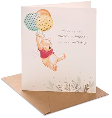 UK Greetings Disney Winnie the Pooh - Tarjeta de cumpleaños para él/ella/amigo, diseño de Pooh y globos