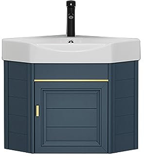 Lavabo de salle de bain à montage mural, petit lavabo de salle de bain combiné avec lavabo en céramique, meuble-lavabo de salle de bain flottant moderne pour petit espace, lavabo d'angle, lavabo blanc