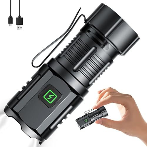 POCKETMAN 3 LED Mini Taschenlampe Extrem Hell,7 Lichtmodi kleine Torch mit Magnete,3* Starke Lampenperlen,IPX6 Wasserdicht,USB Aufladbar,mit Stift Clip Handlampe,Outdoor,Notfälle (dunkelgrau)