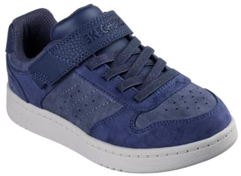Skechers Boy's Quick Street Smooth Avenue Sneaker, Navy Textile/Synthetic/Navy Trim, 11.5 UK