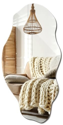 Großer Wandspiegel Einzigartiges Design in organischer Form 50x100 cm Perfekt für Badezimmer Schlafzimmer Wohnzimmer Flur Asymmetrisches Modernes Boho Design