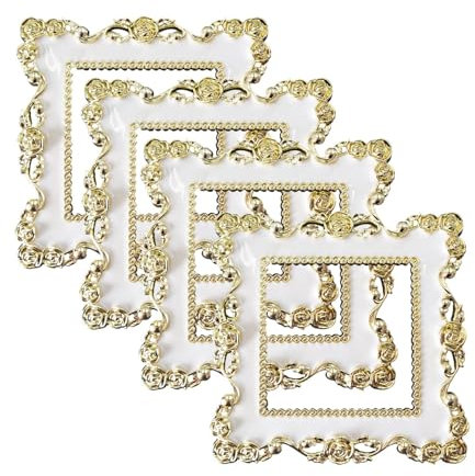 Light Switch Surround,Light Switch Cover Plates,Light Switch Surround Gold, Golden & White Switch Plates Cover, 8.6x8.6cm Plastic Wall Switch Covers Plates for Living Room, Office, Home Decor
