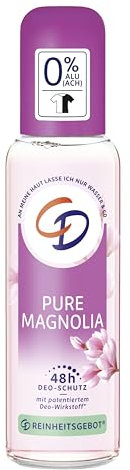 CD | Deo Zerstäuber 'Pure Magnolia' | Deodorant ohne Aluminiumsalze | Langanhaltender Schutz für 48 h | Veganes Hautpflegeprodukt | Für empfindliche Haut geeignet | Mit Extrakt der Magnolie | 75ml