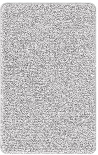 vidaXL Rechteckige graue Badematte | 60 x 90 cm Baumwollteppich mit Rutschfester Basis, strukturierter Oberfläche, maschinenwaschbar, für drinnen im Badezimmer, Moderne Teppiche