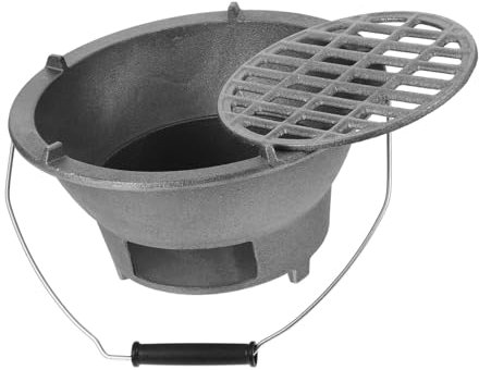 Gussofen zum Kochen im Freien, tragbarer Grill mit integriertem Rost für Camping und Picknick, für Vorspeisen und Grillzubehör