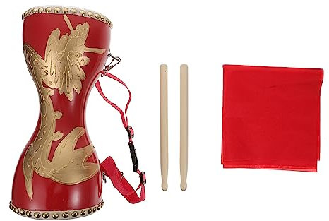 Mikinona Hüfttrommel Aus Rindsleder Tragbar Handtrommel Für Junge Mädchen Schlaginstrument Traditionelle Chinesische Hüfttrommel Mit Drachenmuster Für Feiern Und Aufführungen