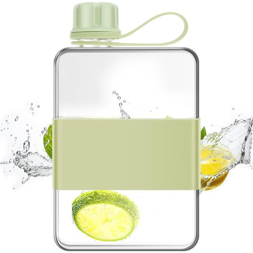 Foppla Flat Water Bottle, Portable Slim Drinking Bottle, Lightweight Large Capacity Slim Traveling Water Mug for Outdoor(green)