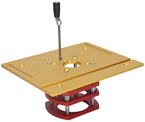 Garosa Router Table Insert Plate Lifting System Base with Lifting Table and 4 Jaw Clamping System for Woodworking Slotting Trimming Machines (Gold)