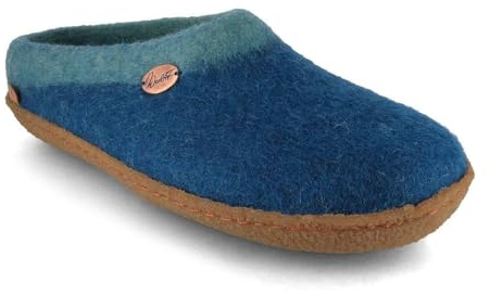 WoolFit Sherpa Filzpantoffeln mit Naturgummisohle handgefilzte unisex Hausschuhe mit flexiblem Fußbett, Gr. 36-48