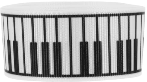 JOINPAYA Black White Piano Ribbon 2.5Cm Satin Ribbon with Musical Notes for Birthday Wrapping Party Decor and Packaging for Christmas and Anniversary