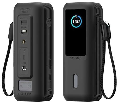 BRIMFORD Silikon-Schutzhülle für Anker 165W (25000mAh) Laptop-Powerbank – Mit TF/SIM-Kartensteckplatz, 1/4-Zoll-Gewindeanschluss, rutschfest und Stoßfest (Schwarz)