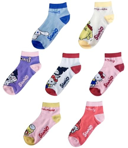 CERDÁ LIFE'S LITTLE MOMENTS Hello Kitty Knöchelsocken für den Alltag und Sport, Packung mit 2 weichen und atmungsaktiven Knöchelsocken für Kinder, bunt, 31-34