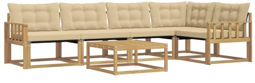 vidaXL Outdoor-Sofagarnitur 6 pcs Weiß und Beige 79 x 79 x 37 cm, Garten-Sofa, modernes Outdoor-Sofa, langlebige Terrasse, Chill-Lounge, stilvolle Komfort-Einheit zum Entspannen
