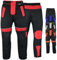 Motorradhose Herren mit 2CE Protektoren - Winddicht Biker Quad textil Hosen - Wash- & Abnehmbar Thermo-Futter, Kombi-Reißverschluss, Elastischer Bund - aus 4 Schichten & 2 Zipper Taschen Rot - 48