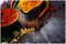 Wallario Poster - Exotische Gewürze auf einem Holztisch in Premiumqualität, Größe: 100 x 150 cm XXL-Poster