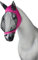 Horze Pferde Fliegenmaske mit Ohren, Stretch Fliegenhaube für Pferd und Pony, Rosa, P