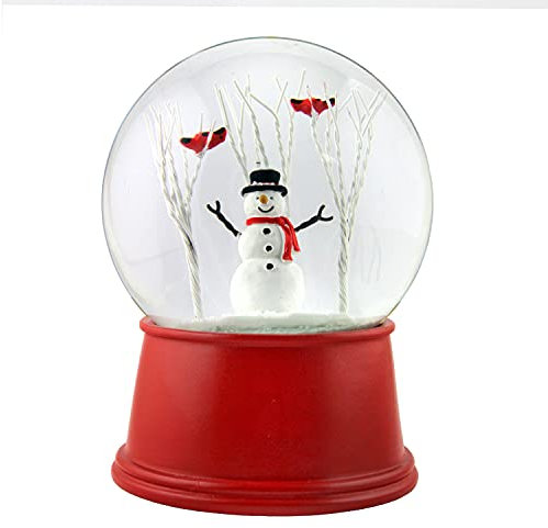 The San Francisco Music Box Company Schneekugel Schneemann mit Kardinalen auf einem Baum, Musikalisch