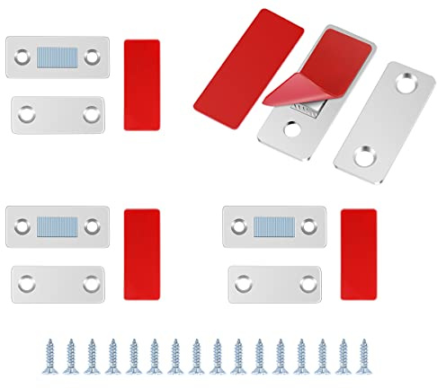 4 Packs Ultra Thin Magnetic Door Catch,Stainless Steel Self-Adhesive Cabinet Latches Magnets for Sliding Door,Cupboard,Closet,Window (Silver)