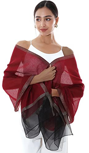 RIIQIICHY Damen Schal Stola Fur Abendkleid Groß Rot Schals tücher Festlich Halstuch Hochzeit