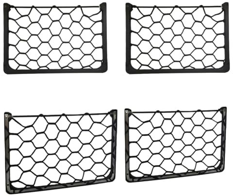 Lot de 4 filets de rangement de grande taille avec cadre en métal pour camping-car, caravane, T4, T5, T6, pour ranger téléphone, bouteille d'eau, accessoires de toilette