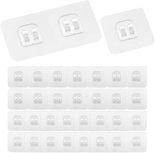VEGCOO 30 Stücke Dusch-Caddy selbstklebende Haken, Klebehaken Transparent Für Duschregal/Küchenzubehör, Klebepads/Leberhaken Für Duschstangen-aufbewahrungsregal/Gewürzregal Hängend