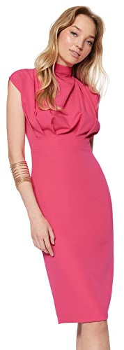 Trendyol Women Midi Bodycone Slim Fit Woven Dress Vestido, Fucsia, 34 para Mujer