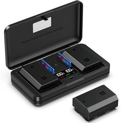 Caricabatteria per Sony NP-FZ100,compatibile con fotocamere Sony ZV-E1,FX3,FX30,A1,A9 II,A7R V, A7S III, A7 IV, A6600, A7C, caricabatteria NP-FZ100 con lettore di schede progettato con display LCD