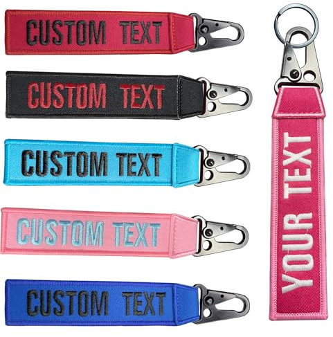 Porte-clés Personnalisé avec Étiquette de Bagage Brodée - Accessoires pour Moto, Scooter, Voiture | Cadeau Personnalisé