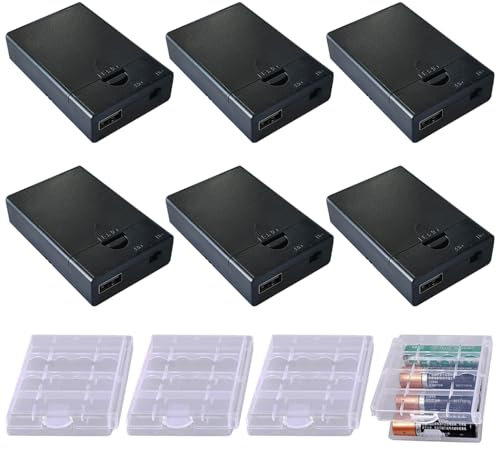 GTIWUNG 6 Stück USB Batteriehalter fur 3 x aa-batterien mit USB-Anschluss,3x1.5V AA Batteriehalter mit Schalter und Abdeckung,4,5V Kunststoff Batteriehalter Gehäuse mit USB Buchse und EIN/AUS Schalter