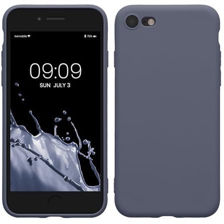 kwmobile Case Compatible with Apple iPhone SE (2022) / iPhone SE (2020) / iPhone 8 / iPhone 7 Case - Protective Slim TPU Phone Cover - Soft Matte Finish - Blue Grey