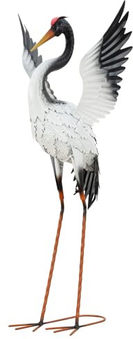 Lifestyle & More Moderne Gartenfigur Gartenskulptur Storch aus Metall schwarz/weiß Höhe 82 cm Breite 42 cm
