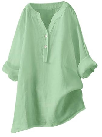 Oberteile Bluse Freizeit Tops T-Shirts für Damen langärmelig Hemdbluse Sexy Oberteil Damen Große Größen (Mint Green XXXXL)