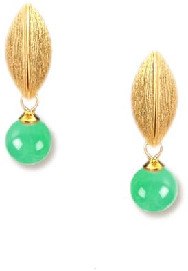 Ohrringe gold grün Ohrstecker Chrysopras hängend Silber 925 mit Stein