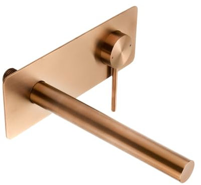 Milano Otto Modern Wall Mounted Bathroom Basin Mixer Tap Lever Handle - Brushed Copper