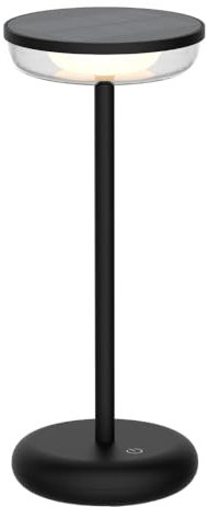 ENOVALITE Outdoor Solar Tischlampe mit Touch und Akku - dimmbar 2700K Warmweiß - wiederaufladbare LED Tischleuchte für Terrasse Balkon Camping IP44