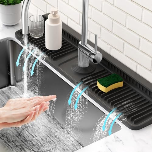 Tappetino per rubinetto pieghevole per lavello da cucina, paraspruzzi [inclinazione di 7° autosrenante veloce] [chiusura a scatto] tappetino per lavello da cucina, paraspruzzi per lavello da cucina,