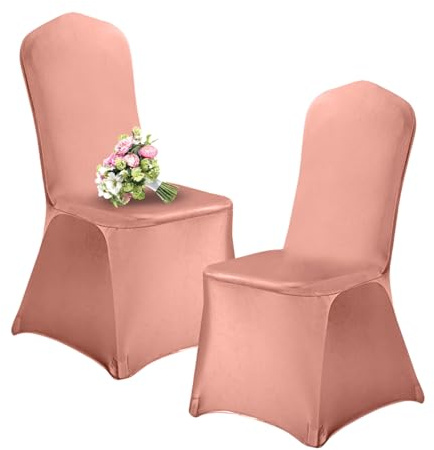 SHUOJIA Housses de chaises de Salle à Manger en élasthanne, Housses de Mariage, Housses de chaises Amovibles, Housse de décoration de Salle à Manger et de Banquet. (Rose Gold,30 Pcs)