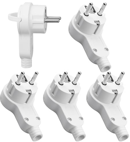 Schutzkontakt Winkelstecker: WIYETY 5 Stück Stecker Flach 250V 16A, Schuko Winkelstecker Flach, Schuko Stecker Winkel für Kabel bis 3 x 1,5 mm² Flachstecker Eurostecker