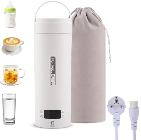 Piccolo Bollitore Portatile da Viaggio 450ml,Bollitore Elettrico per Caffè | 4 Temperatura Intelligente, portatile compatto e sicuro, esterno in ABS, acciaio inox 316, 300W Bollitura Rapida per caffè