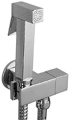 Skybath Brass Chrome Muslim Shataff Toilet Hand Held Bidet Spray Kit Set with Brass Shut Off Valve Square