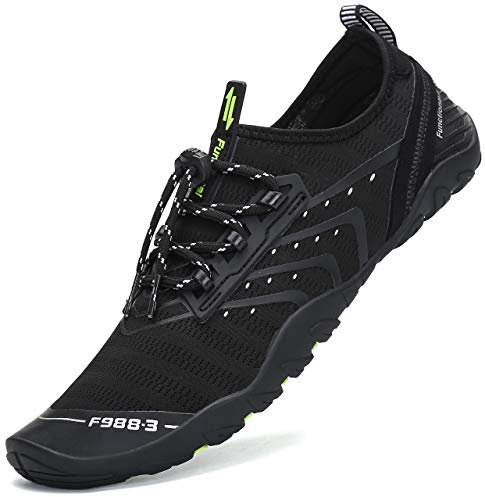 SAGUARO Wasserschuhe Herren Damen Schnell Trocknend Schwimmschuhe Atmungsaktiv rutschfeste Badeschuhe mit Dicke Sohle für Frauen Männer, Schwarz, 38 EU